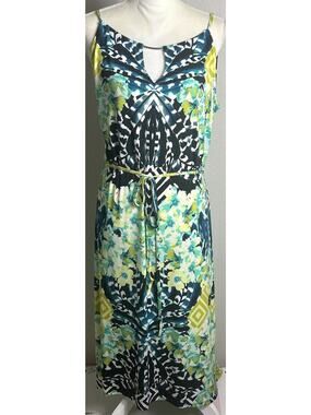 New York & Company Sleeveless Floral Hi-Lo Maxi Dress Women's L 12/14